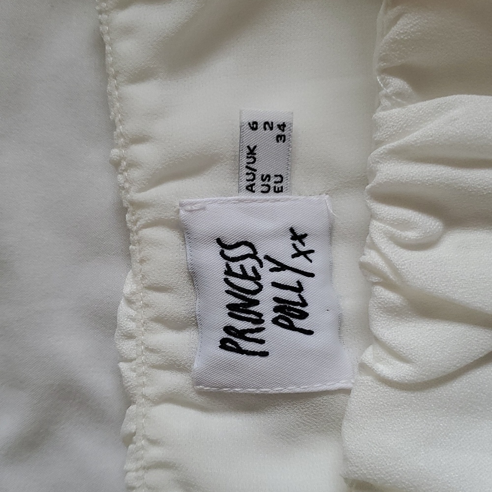 Princess Polly Ariah White Puff Sleeve Blouse sz 2 - Picture 3 of 5